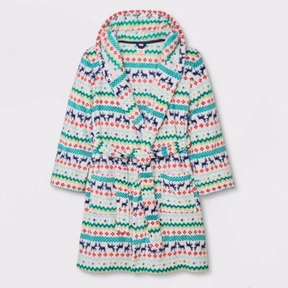 3For$20  Cat & Jack Holiday Bathrobe Reindeers Size XL 16-18 kids - Picture 2 of 5